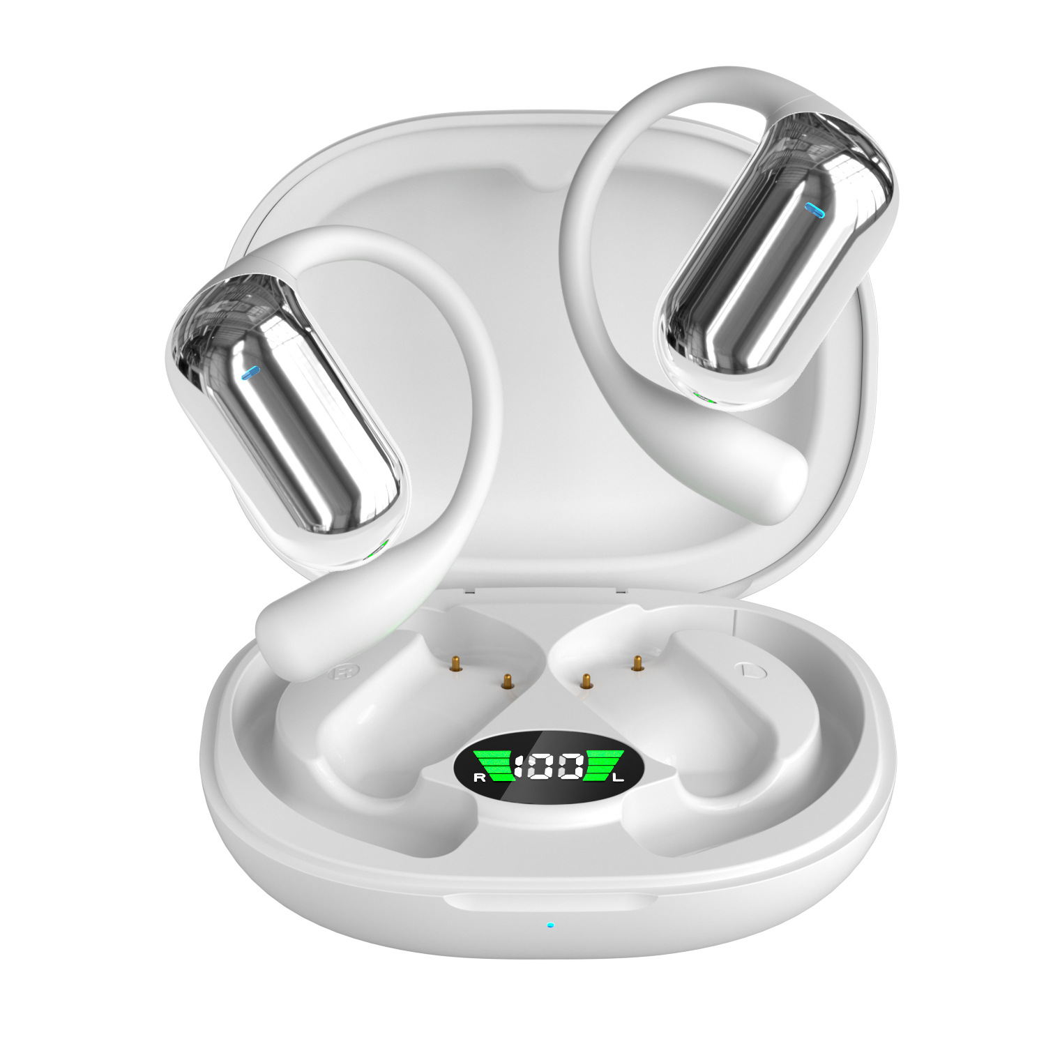 Q16 Open-Ear Bluetooth 5.4 Sport Earbuds, 45H Battery, IPX5 Waterproof, Black/Khaki/White