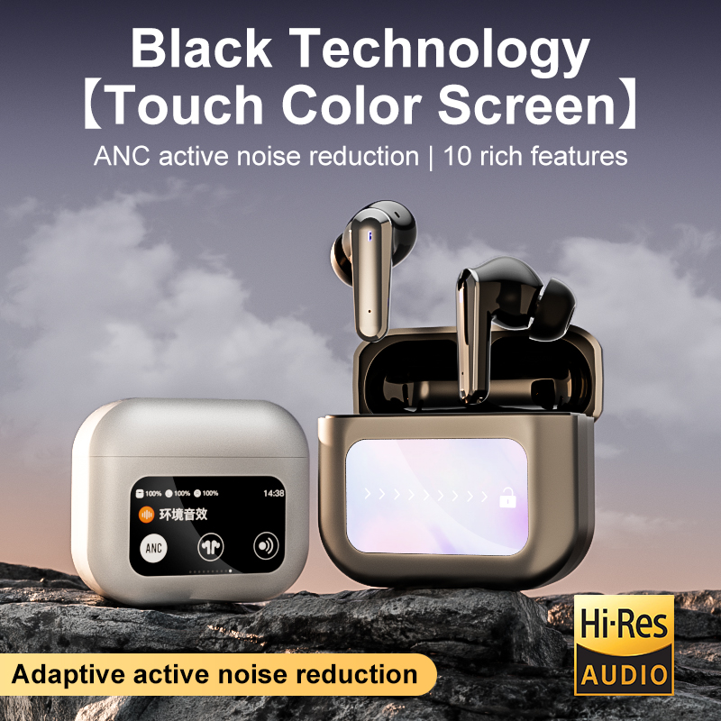 Q30 ANC Bluetooth Earbuds with LCD Touch Screen and AI Translation, 144 Languages, 40H Battery